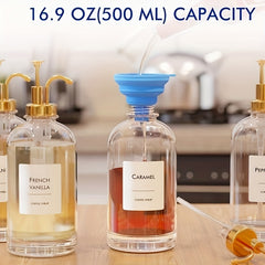 4pcs Oil Bottles, Pump Bottles, Coffee Bar Accessories, Coffee Syrup Dispenser - 16.9oz Squeeze Bottle, Coffee Maker Supplies, Coffee Bar Syrup Pump Dispenser