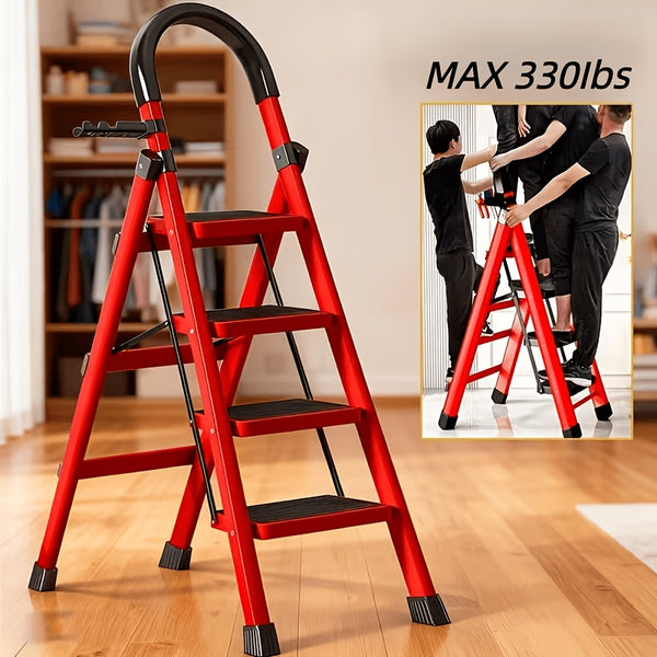 2/3/4/5-Step Ladder, Lightweight Folding Step Stool With Extra-Wide Anti-Slip Steps, 149.69 KG Capacity, Compact Space-Saving Design For Home, Kitchen.