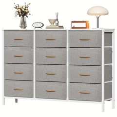 12 Canvas Chest Of Drawers Narrow Fabric Cabinet, Space-Saving Storage Organizer For Bedroom Living Room Office Sturdy Frame Chest Of Drawers