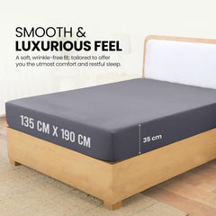 Utopia Bedding Fitted Sheet Double, Grey - Deep Pocket 14 Inch (35 Cm) - Easy Care - OEKO-TEX Certified - Soft Brushed Microfibre Fabric - Shrinkage and Fade Resistant - Bottom Sheet