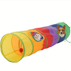 Cat Tunnel Collapsible Cat Toys Tunnel with 2 Peek Holes Rainbow Tunnel for Indoor Cats Pet Interactive Play Tunnels with a Play Ball Exercising Hiding Training and Running with Fun