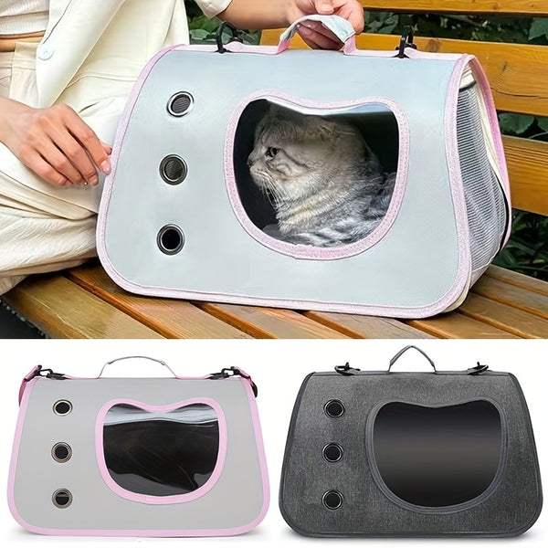 Large Pet Carrier Bag - Portable Folding Dog & Cat Travel Crate Cage with Zipper Closure, Spacious Interior, Front Door Window & Side Ventilation Mesh - Lightweight & Sturdy for Airplane, Car, Vet Visits - Safe & Comfortable Carrier for Medium Dogs, Cats,