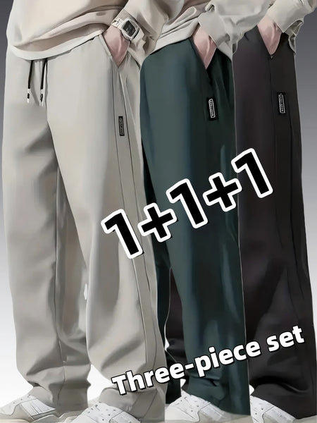 Three-Pack Men's Casual Pants, Sporty Casual Fashion Versatile Trousers, Athletic Pants, Everyday Pants, Modern Casual, Stylish Trousers, Durable Material, Multi-Functional Bottoms, Ideal Gift for Men