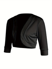 Female Cardigan Coat, Solid Color Long Sleeve Short Jacket Crop Tops for Spring Fall, Yellow/Purple/White/Black/Red