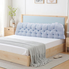 1pc Princess Style Large Ultra-Soft Comfortable Headboard Pillow Wedge Bed Rest Reading Pillow with Fixing Ties, Ruffled Edges Positioning Support Pillow with Removable Cover, Backrest Cushion for Bed Couch Sofa Living Room Bedroom Home Room Decor, Ideal