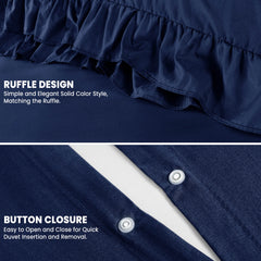 3-Piece Ruffle Frilled Duvet Cover Set – Soft, Comfortable Bedding with Pillowcases, Button Closure, Elegant Layered Design