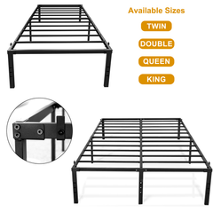 Metal Bed Frame | Black Metal Bed Frame - 18 Inches Under bed Storage Space - Sturdy Metal Construction - Easy Assembly