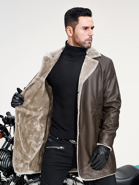 Men's Mid-Length Jacket, Business Large Lapel Blazer Coat, Stylish and Professional Outerwear, Perfect for Office and Formal Occasions