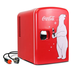 Coca Cola 4L Mini Fridge Polar Bear 6 Can 12V Portable Cooler / Warmer in Skincare Red