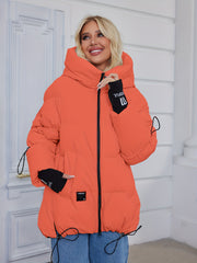 Women's Winter Casual Warm Padded Coat with Fashionable Double Hood and Windproof Cuffs