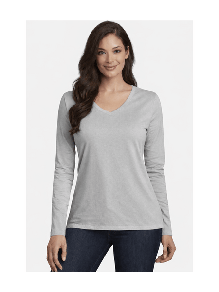 Ladies Womens V Neck Long Sleeve Plain Slim Fit Basic Top Stretchy T-Shirt 8-26