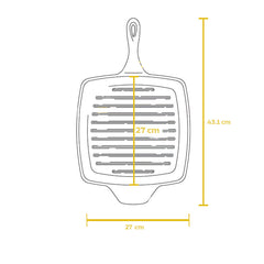 Tramontina Cast Iron Square Griddle Pan, 27Cm