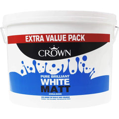 CROWN Matt Emulsion Paint 7.5L Pure Brilliant White | Wall'S and ceilings | Value Tub 7.5 Litre