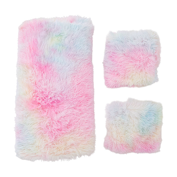 3-Piece Fluffy Tie Dye Duvet Cover Set - Pink Dreamy Princess Style, Romantic Enchanted Glamorous Bedding (1 Duvet + 2 Pillow Shams, No Insert, Easy Care)