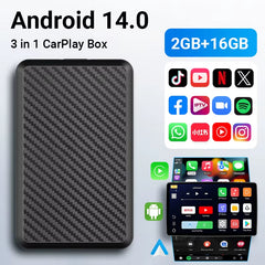 NEW Android14 Wireless Carplay and Android Auto 3In1 Quad Core 4GB+64GB Smart Box Built-In Apps for Youtube Nexflit Wifi