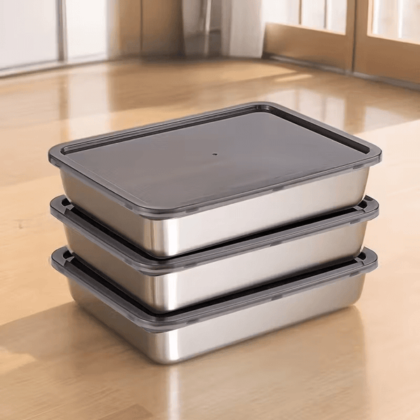 6/3pcs Stainless Steel Food Storage Containers Leak-Proof Stackable Space-Saving Airtight Lid for Freshness Ideal for Meal Prep Fruits Meats Veggies Leftovers Fridge Freezer Pantry Easy Clean Reusable Containers Ideal for Home Commercial Kitchens