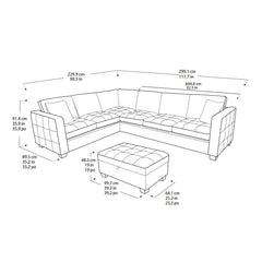 Thomasville Kylie Grey Fabric Sectional Sofa with Storage Ottoman