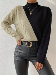Women'S Sweater - & Color Block, Stand Collar Long Sleeve Pullover, Fall/Winter Layering Essential for Everyday & Formal Outfits, Cute Sweaters