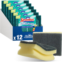 Spontex Washups General Purpose Sponge Scourers | 6.8 X 4 X 8.6Cm | Pack of 4