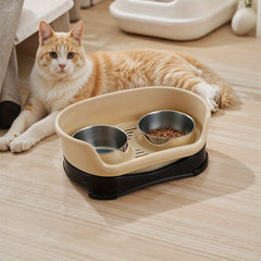 Raised Dog Bowls for Cats and Dogs, Elevated Dog Cat Food and Water Bowls Stands Feeder Dishes with 2 Stainless Steel Bowls, 2 Colours Available