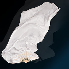 Elegant White Belly Dance Fan, Suitable for Percussion Dance, with a Universal Design of Left and Right Hands and Elegant Ribbon Material, It Is an Ideal Choice for Celebrations, Performances and Cultural Gatherings