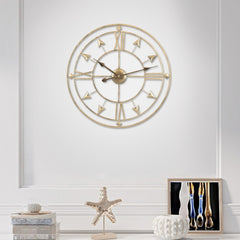 1pc European Industrial Metal Iron Art Wall Clock, 60cm/24inch Giant Open Skeleton Clock, Roman Numberals Display, Outdoor Garden Wall Clock, Silent Non-Ticking Quartz Clock for Indoor Outdoor Yard Patio Living Room Bedroom Kitchen Office Home Decor, Holi