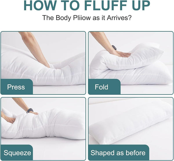 Premium Hollowfiber Filled Bolster Pillow Full Body Orthopedic Long Pillow for Side Sleeper, Back, Neck, Maternity Support Pregnancy Pillow