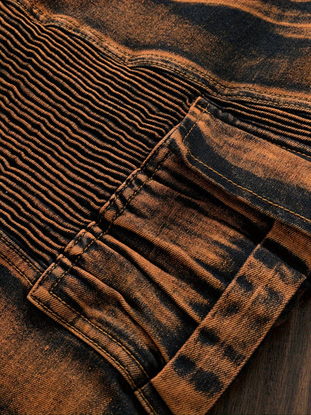 Fashionable Comfortable Street Style Casual All-Match Men'S Individual Multi-Pocket Biker Style Jeans