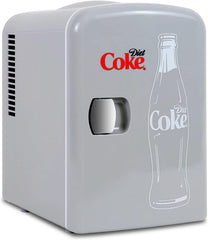 Coca Cola Classic Mini Fridge - Refrigerator for Bedroom Skincare Office, Portable Table Top Beverage Cooler, 12V DC/220V AC Refrigerador for Drinks, Soda, Wine, Use in Car, Dorm, Patio, 6 Can