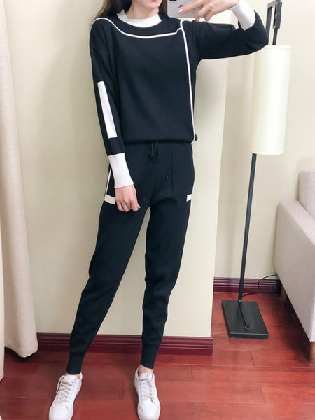 New Casual Checkered Sweater Set for Women - Trendy Style, Ideal for Spring, Autumn, And Winter