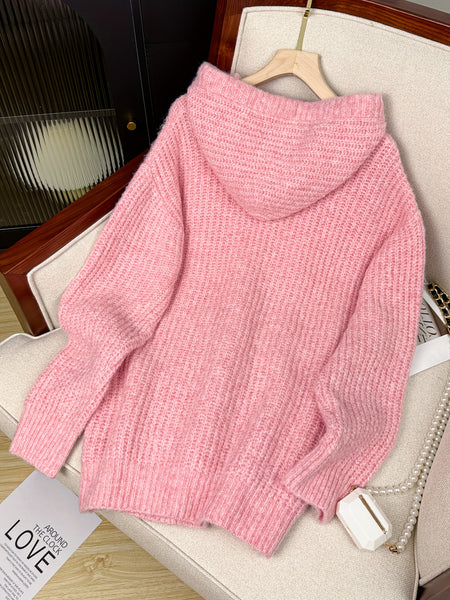 Pink Hooded Drawstring Sweater, Sweet and Casual. Suitable for Spring/autumn/winter Seasons, Niannian