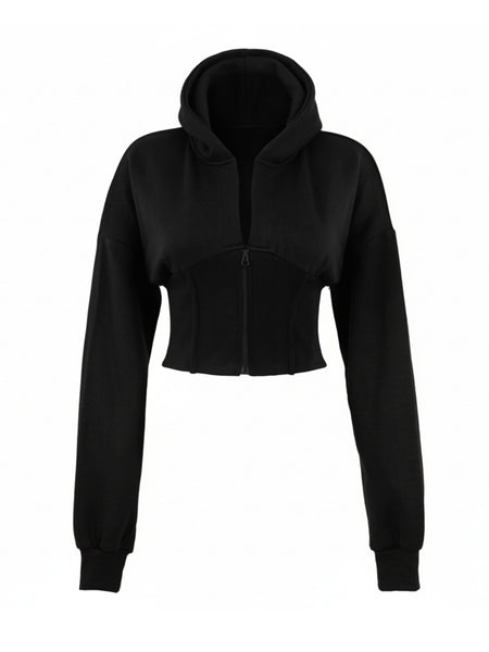 Women Corset Fit Hoodie and Trouser 2Pc Zip Tracksuit Set 2Pc Set with Zip Front, Long Sleeves and Straight Leg Pants, Perfect for All Seasons, Top Set