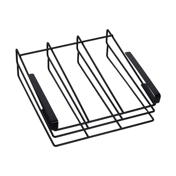 1 piece, black two-layer, no drilling cutting board rack, cabinet cutting board, cutting board storage rack, cabinet pull-out pot cover rack, sturdy and durable, strong load-bearing capacity, size: 26.5 cm W x 30 cm D x 6 cm H