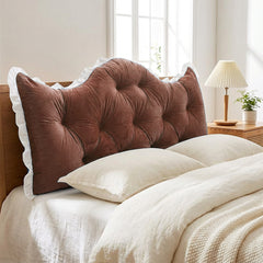 Large Ultra-Soft Comfortable Plush Backrest Pillow, Princess Style Reading Cushion, Neck and Back Support, Luxurious Fashionable Home Style Multifunctional Lace Ruffled Headboard Cushions, Suitable for Bedroom, Living Room, Dorm, Sofa Home Decor, Machine