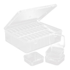 30 Compartment Clear Plastic Jewelry Organizer Case, Transparent Earring Storage Box with Removable Dividers, Compact Design for Travel and Vanity Display