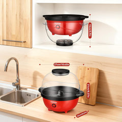 Popcorn Machine 5L Popcorn Maker Round, Non-Stick Coated, Removable Lid, Sugar, Oil & Butter Supportable, Electric Pop Corn Maker Machine for Christmas Movie Parties