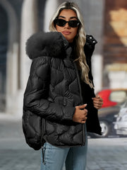 Women's Winter Jacket with Hood & Collar - Puffer Coat, Elegant Warm Outerwear for Cold Weather, Hand Washable Coats (No Belt/Hem Adjustments) - Casual to, Winter Coats For Women,