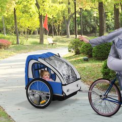 2-Seat Child Bike Trailer Bicycle Wagon for Kid W/ Seat Belt Hitch Coupler