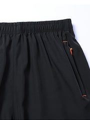 5pcs Men'S Outdoor Sports Quick-Dry Shorts, Breathable Comfort Spandex Blend with Zipper Pockets And Drawstring, Featuring Silvery Reflective Strips, Elastic Waistband, Suitable for Climbing, Tennis, Running, And Outdoor Activities
