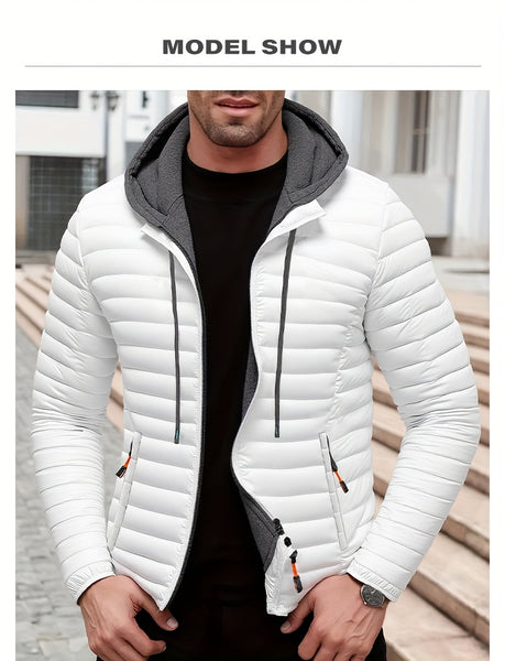 Lightweight Warm Hooded Jacket - Windproof, Ultra-Warm Padding, Quilted Design, Practical Storage Pockets, Suitable for Winter Daily Wear and Outdoor Occasions, Nylon Fabric, Zip Closure, Regular Fit, Winter Coat | Hooded Jacket |