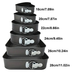 6pcs Cake Pan Set- Square/ Round/ Heart Baking Cake Mould, Carbon Steel Baking Mold with Removable Bottom, Non- Stick Pan, Baking Tools| Kitchen Accessories| Home Kitchenware