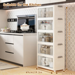 49cm (19.29in) Wide Gray Transparent Door Panel Foldable Storage Box | Large Capacity, Portable, Suitable for Home, Bathroom, and Kitchen - Durable Plastic, Modern Minimalist Style