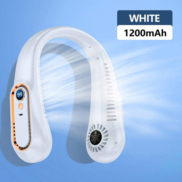 Sports & Office Companion: Mini Bladeless Neck Fan, Ultra-Long Battery Life, 5 Gear Adjustable, Silent, USB Charging with Digital Display
