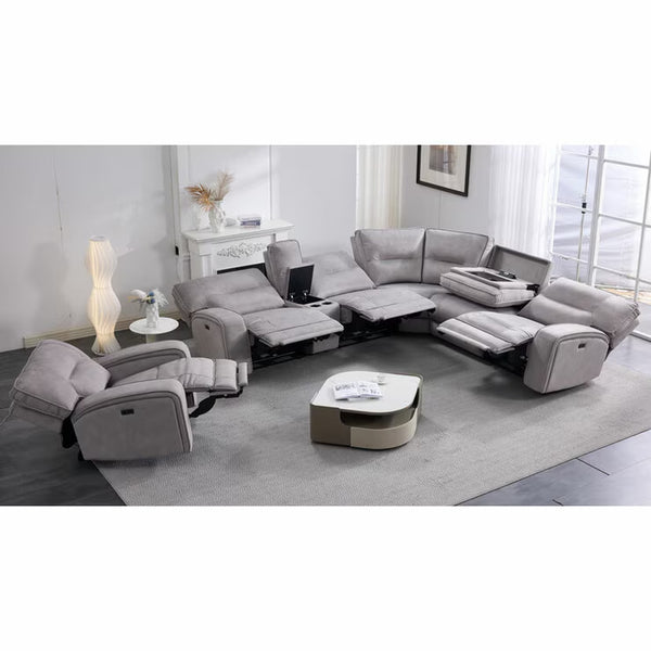 Excalibur Grey Fabric Power Recliner Armchair