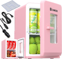 Mini Fridge 15 Liter/21 Cans, Upgrade Portable AC+DC Power Small Fridge for Bedroom, Car, Office, Thermoelectric Cooler and Warmer Skincare Fridge for Food, Drinks, Cosmetics, Max & ECO Mode