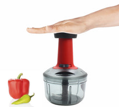 SUL Manual Food Chopper, Hand Pull/Push Chopper with Removable Blades and Non-Slip Base Food Chopper for Kitchen to Chop Fruits,Vegetables, Salad (Push Chopper (Red) 600ml)