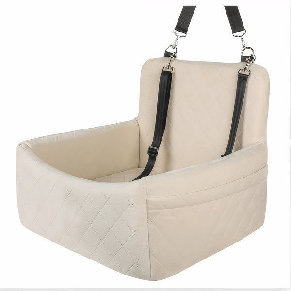 Dog And Cat Booster Car Seat with 3-Strap Safety System | Plush Memory Foam Bed And Removable Washable Cover | Non-Slip Base for Car Travel, Road Trips, And Outdoor Adventures