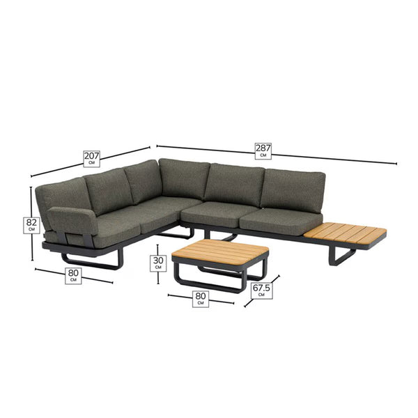 Bramblecrest Montpellier Modular Corner Sofa Patio Set with Teak Side & Coffee Tables