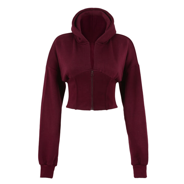 Women Corset Fit Hoodie and Trouser 2Pc Zip Tracksuit Set 2Pc Set with Zip Front, Long Sleeves and Straight Leg Pants, Perfect for All Seasons, Top Set