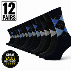 12 Pairs -Mens Cotton Rich Crew Socks | Honeycomb Comfortable Non-Tight Top Soft Breathable Stretch | Fit UK Size 6-11 | Everyday Casual Work Sports Running Gym Socks